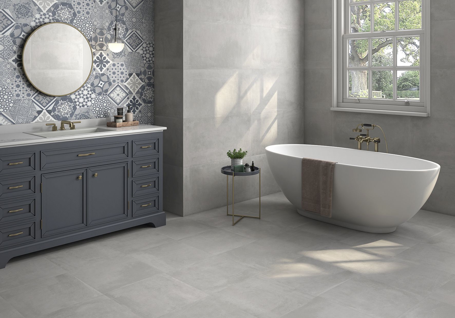 AMB ESSEN ASH 45x45-45x90-HEX SLOANE CEMENT