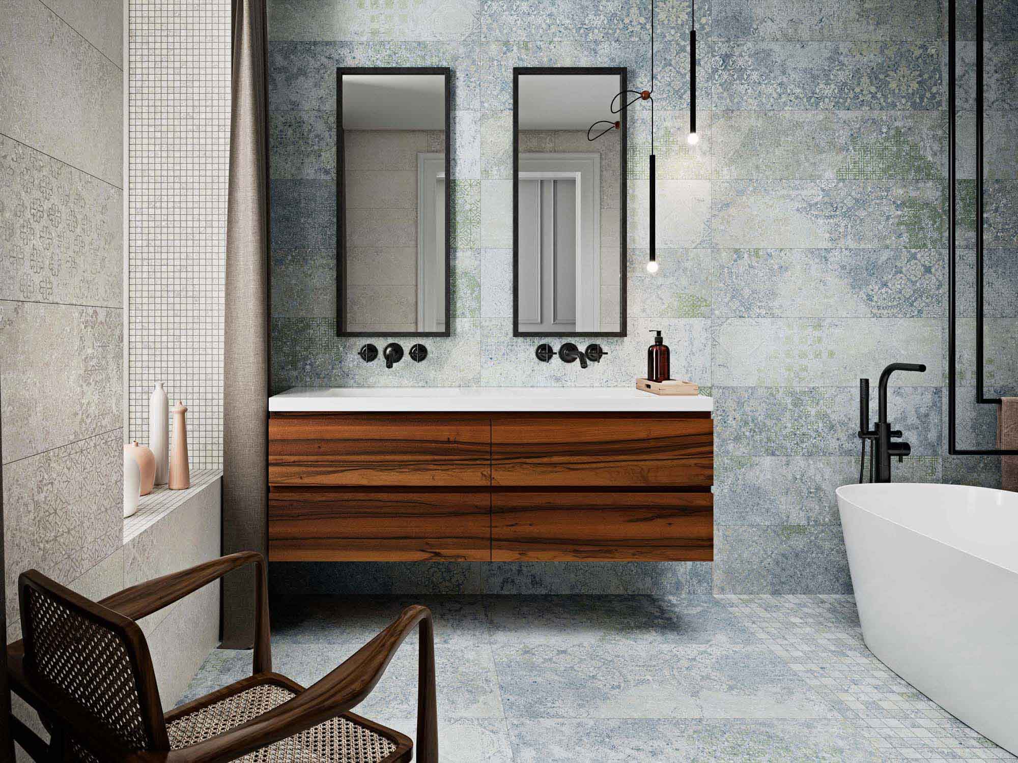 bohemian-bano-azul-patrones-decorativo